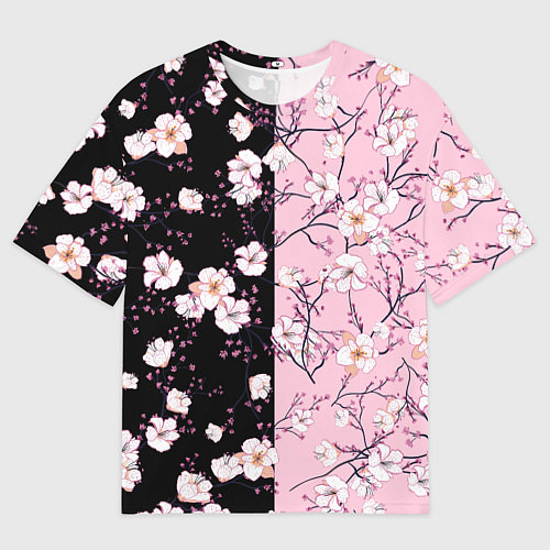 Мужская футболка оверсайз САКУРА SAKURA ВИШНЯ / 3D-принт – фото 1