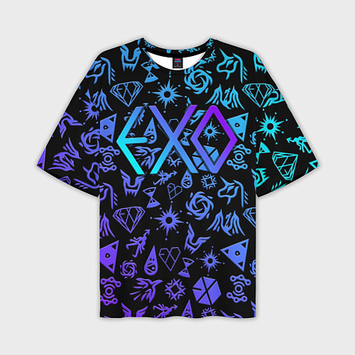 Мужская футболка оверсайз EXO K-POP LogoBombing / 3D-принт – фото 1