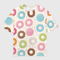 Футболка оверсайз мужская Пончики Donuts, цвет: 3D-принт