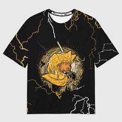 Футболка оверсайз мужская ЗЕНИЦУ ZENITSU КЛИНОК РАССЕКАЮЩИЙ ДЕМОНОВ, цвет: 3D-принт
