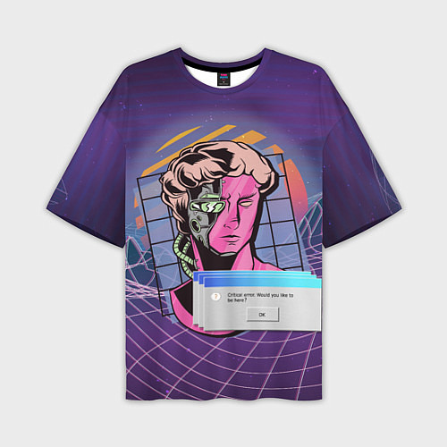 Мужская футболка оверсайз Vaporwave Cyborg Statue / 3D-принт – фото 1