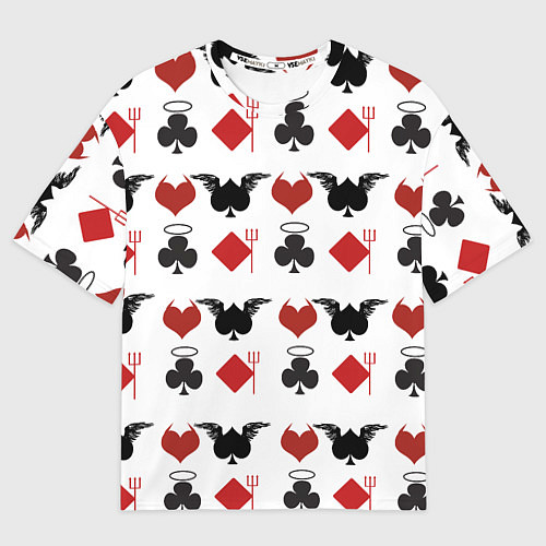 Мужская футболка оверсайз Карточные масти / 3D-принт – фото 1