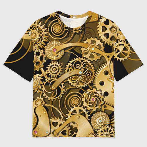 Мужская футболка оверсайз Стимпанк механизмы шестеренки / 3D-принт – фото 1