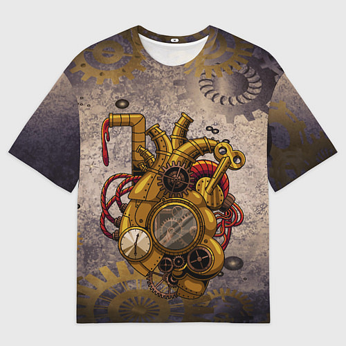 Мужская футболка оверсайз Механическое сердце / 3D-принт – фото 1