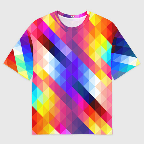 Мужская футболка оверсайз Пиксельная радуга / 3D-принт – фото 1