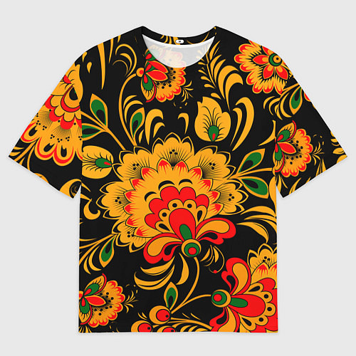 Мужская футболка оверсайз Хохлома / 3D-принт – фото 1