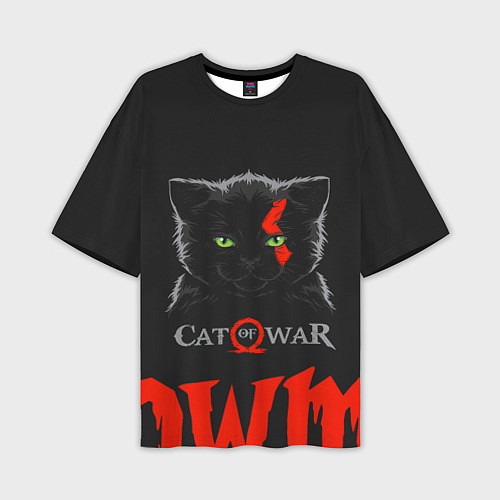 Мужская футболка оверсайз Cat of war / 3D-принт – фото 1