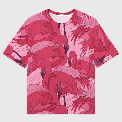 Мужская футболка оверсайз Розовые фламинго / 3D-принт – фото 1
