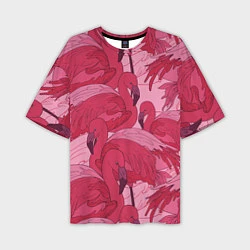 Мужская футболка оверсайз Розовые фламинго