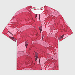 Футболка оверсайз мужская Розовые фламинго, цвет: 3D-принт