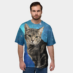 Футболка оверсайз мужская Кот Космос, цвет: 3D-принт — фото 2