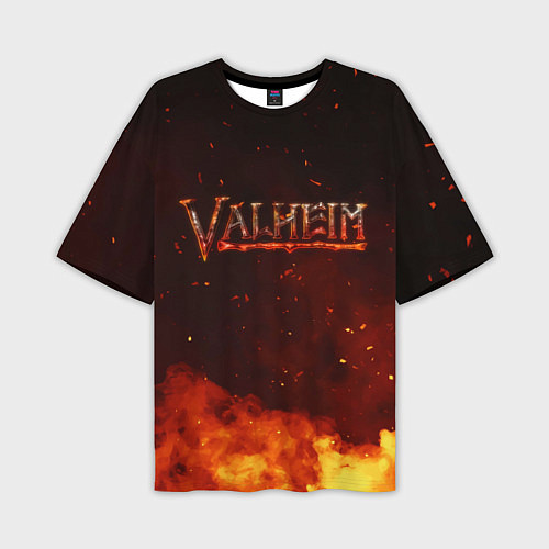 Мужская футболка оверсайз Valheim огненный лого / 3D-принт – фото 1