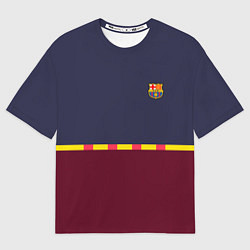 Футболка оверсайз мужская FC Barcelona Flag and team Logo 202122, цвет: 3D-принт