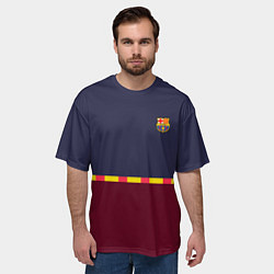 Футболка оверсайз мужская FC Barcelona Flag and team Logo 202122, цвет: 3D-принт — фото 2
