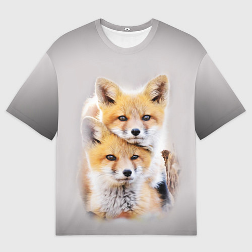 Мужская футболка оверсайз Лисята / 3D-принт – фото 1