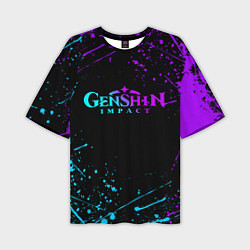 Футболка оверсайз мужская GENSHIN IMPACT NEON LOGO, цвет: 3D-принт