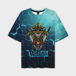 Мужская футболка оверсайз Valheim Neon Samurai