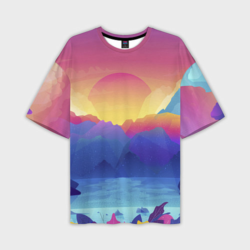 Мужская футболка оверсайз Красочные Горы / 3D-принт – фото 1