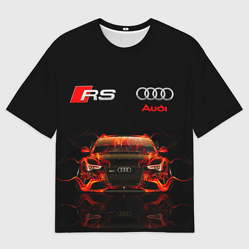 Мужская футболка оверсайз AUDI RS 5 FIRE АУДИ РС 5 / 3D-принт – фото 1