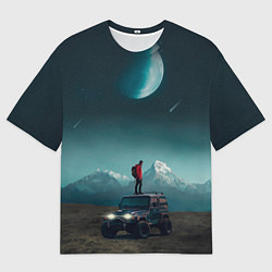 Мужская футболка оверсайз Космос в горах