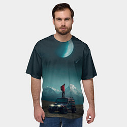 Футболка оверсайз мужская Космос в горах, цвет: 3D-принт — фото 2