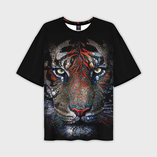 Мужская футболка оверсайз Цветной тигр / 3D-принт – фото 1