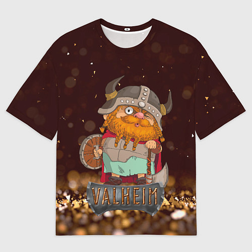 Мужская футболка оверсайз Valheim мультяшный викинг / 3D-принт – фото 1