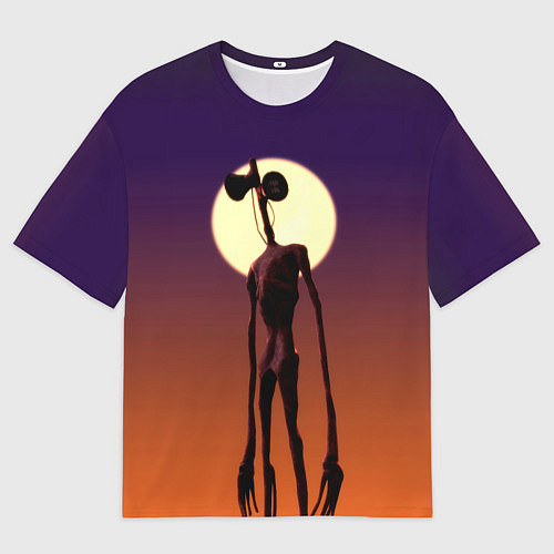 Мужская футболка оверсайз Сиреноголовый Хоррор Закат / 3D-принт – фото 1