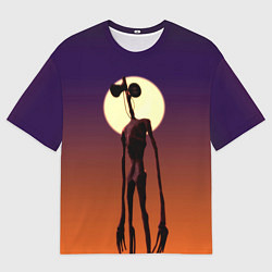 Мужская футболка оверсайз Сиреноголовый Хоррор Закат