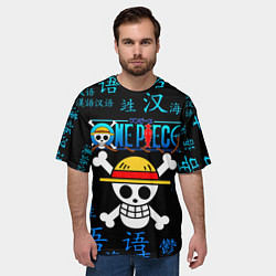 Футболка оверсайз мужская ONE PIECE ВАН ПИС ИЕРОГЛИФ, цвет: 3D-принт — фото 2