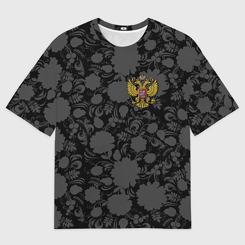 Мужская футболка оверсайз Герб России Хохлома / 3D-принт – фото 1