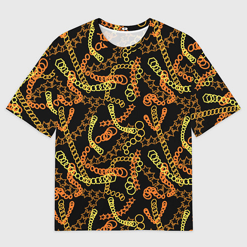 Мужская футболка оверсайз Цветные цепи, абстракция / 3D-принт – фото 1