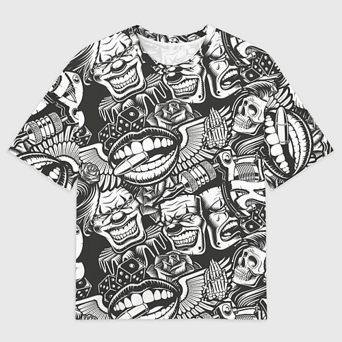 Мужская футболка оверсайз Тату ретро / 3D-принт – фото 1