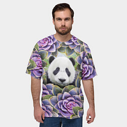 Футболка оверсайз мужская Панда среди цветов, цвет: 3D-принт — фото 2
