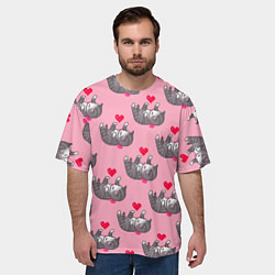 Футболка оверсайз мужская Пиксельные котики, цвет: 3D-принт — фото 2