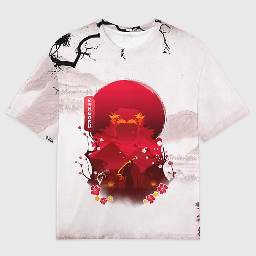 Мужская футболка оверсайз Кенджиро Ренгоку Kimetsu no Yaiba / 3D-принт – фото 1