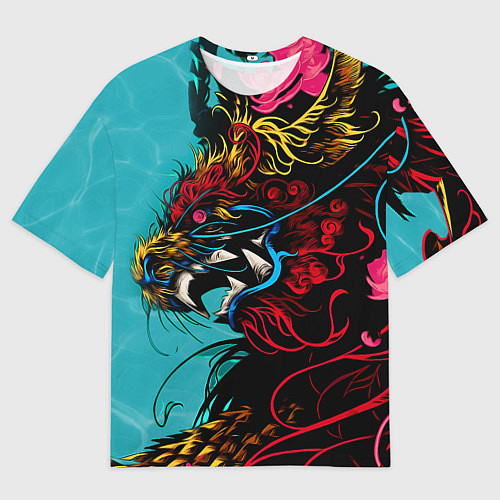 Мужская футболка оверсайз Дракон Dragon / 3D-принт – фото 1