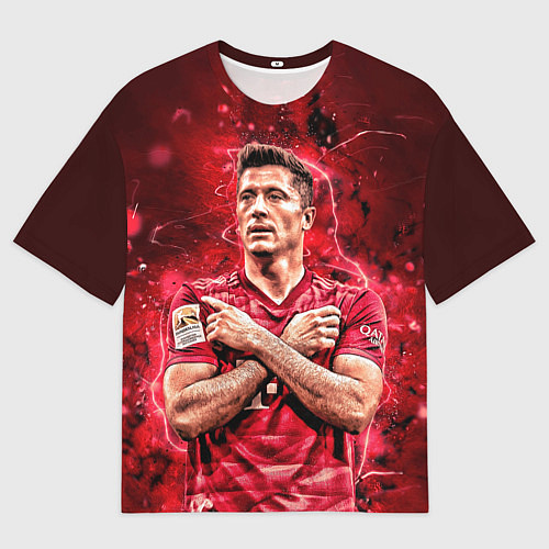 Мужская футболка оверсайз Левандовски Lewandowski 9 / 3D-принт – фото 1