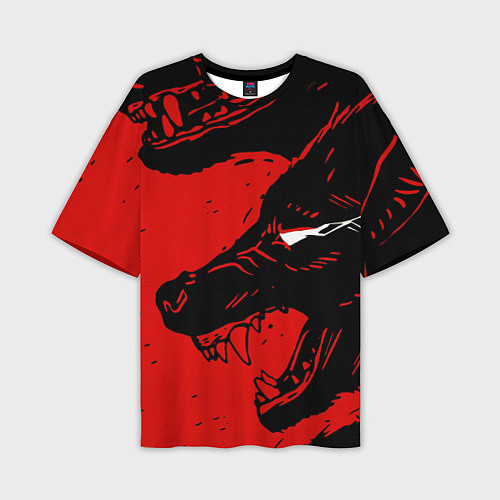 Мужская футболка оверсайз Красный волк 3D / 3D-принт – фото 1