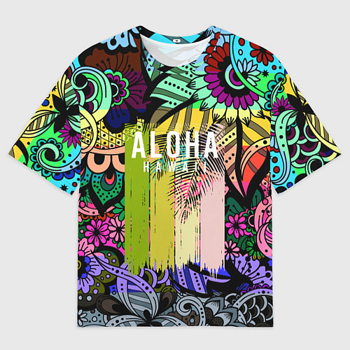 Мужская футболка оверсайз АЛОХА ГАВАЙИ ALOHA HAWAII / 3D-принт – фото 1