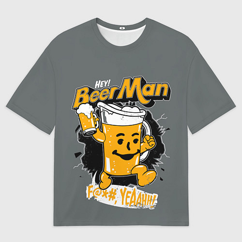 Мужская футболка оверсайз BEER MAN / 3D-принт – фото 1