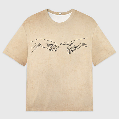 Мужская футболка оверсайз Сотворение Адама - гранж / 3D-принт – фото 1