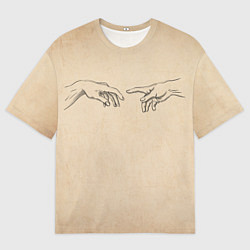 Мужская футболка оверсайз Сотворение Адама - гранж