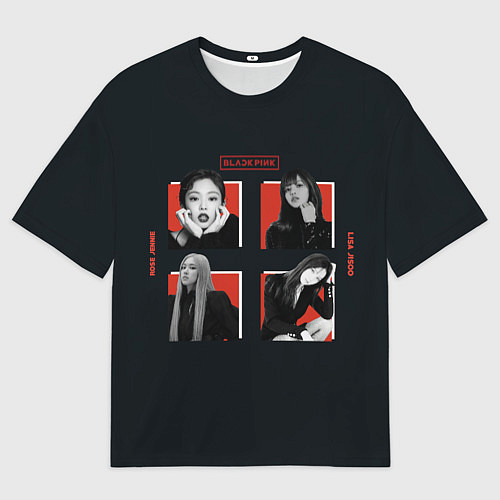 Мужская футболка оверсайз BLACKPINK Red and black / 3D-принт – фото 1