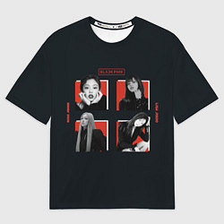 Футболка оверсайз мужская BLACKPINK Red and black, цвет: 3D-принт