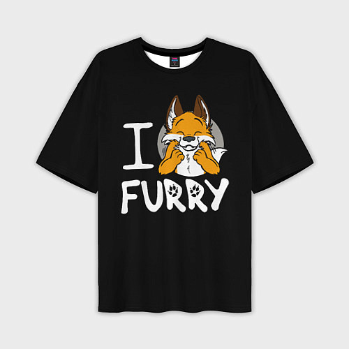Мужская футболка оверсайз I love furry / 3D-принт – фото 1