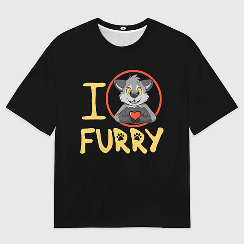 Мужская футболка оверсайз I love furry / 3D-принт – фото 1