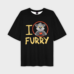 Мужская футболка оверсайз I love furry