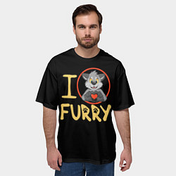 Футболка оверсайз мужская I love furry, цвет: 3D-принт — фото 2
