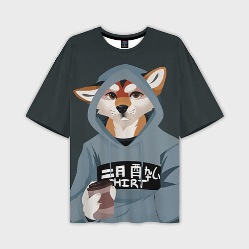 Мужская футболка оверсайз Furry fox / 3D-принт – фото 1